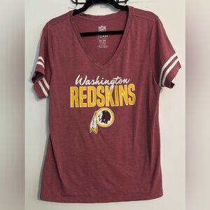 NFL Washingston Redskins Womens XL Burgundy Yellow V-neck Short Sleeve T-Shirt